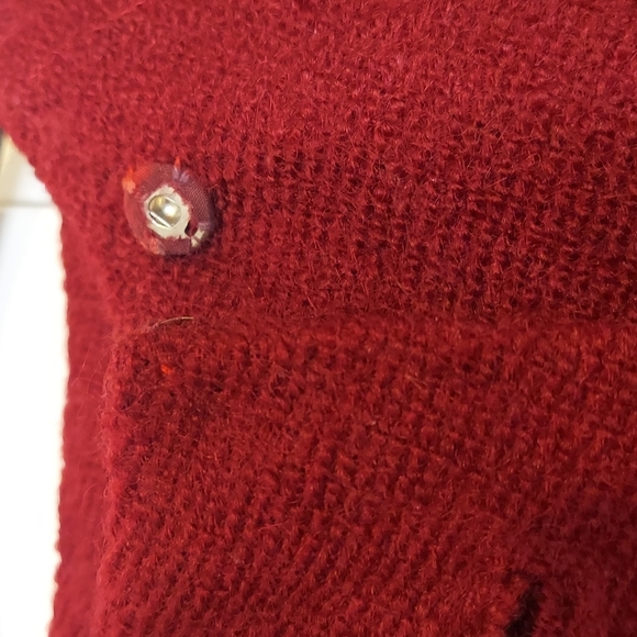 Vintage 1960s Maroon Red Knee Length Wool Coat Size Large - Picture 5 of 16